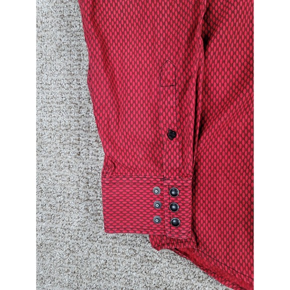 CINCH Classic Cowboy Collection Mens Red Geometric Western Shirt Pearl Snap Sz L - Picture 4 of 11